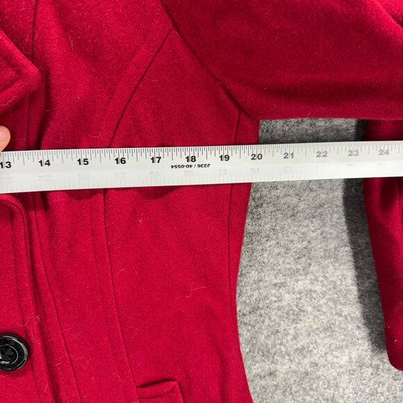 Anne Klein Coat Women M Medium Red Button Up Collared Long Sleeve Wool Lined - Picture 4 of 7